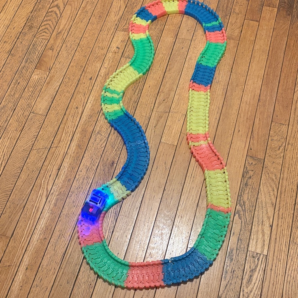 Vibrant Multi-Color Track Set with Light-Up Car